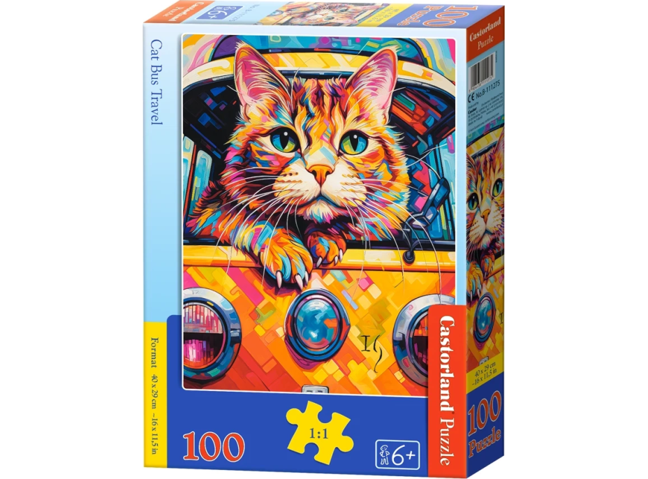 CASTORLAND Puzzle Kočka na cestách autobusem 100 dílků