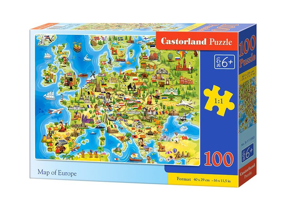 CASTORLAND Puzzle Mapa Evropy 100 dílků