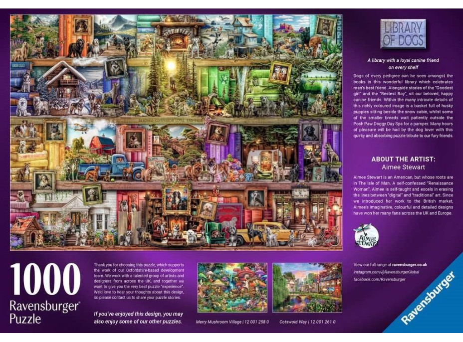 RAVENSBURGER Puzzle Psí knihovna 1000 dílků