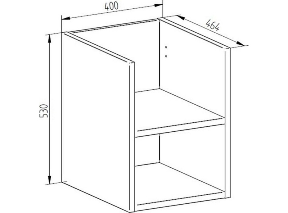 Koupelnová závěsná skříňka AIRA 40 cm - spodní - otevřená