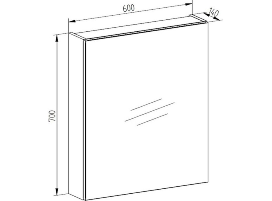 Koupelnová závěsná skříňka AIRA se zrcadlem 60 cm - levá