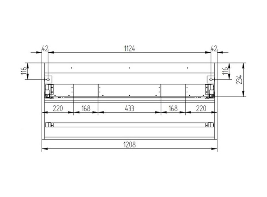 Koupelnová skříňka s keramickým dvojumyvadlem AIRA 121 cm