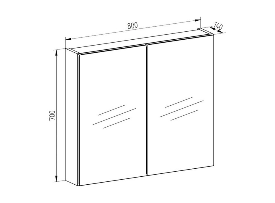 Koupelnová závěsná skříňka se zrcadlem AIRA - 80 cm - 2x dveře