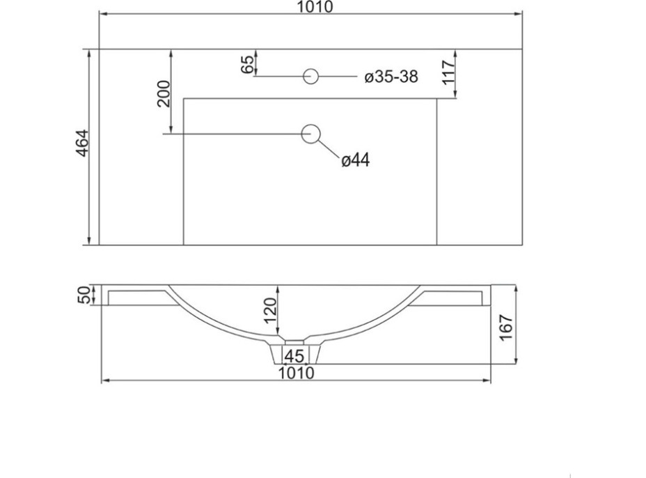 Koupelnová skříňka s umyvadlem z litého mramoru BINO 101cm