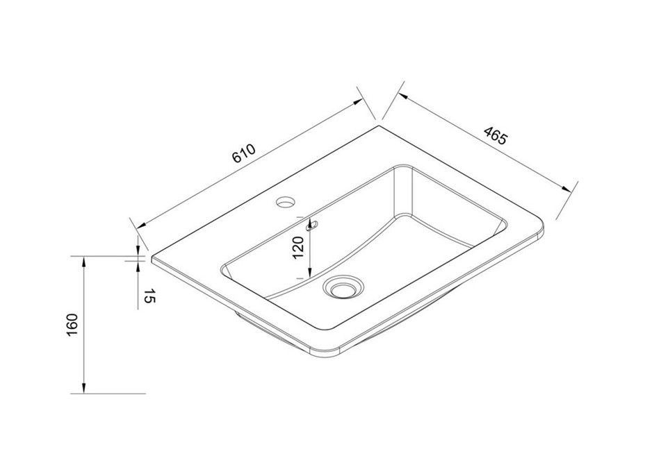 Koupelnová skříňka s umyvadlem z litého mramoru SIENA 61 cm