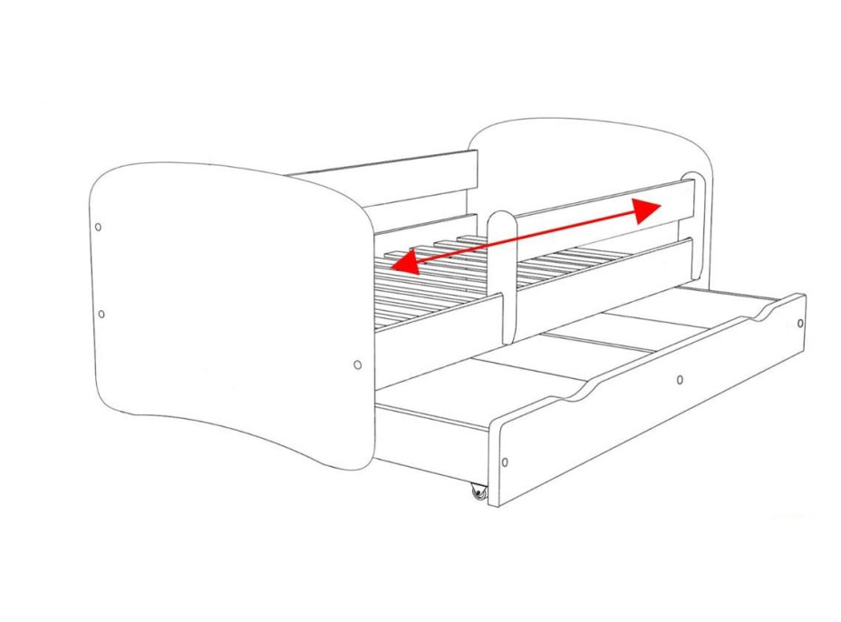 Dětská postel BABY DREAMS se šuplíkem - 140x70 cm - bílá/růžová