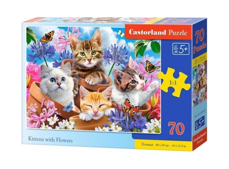 CASTORLAND Puzzle Koťátka s květinami 70 dílků