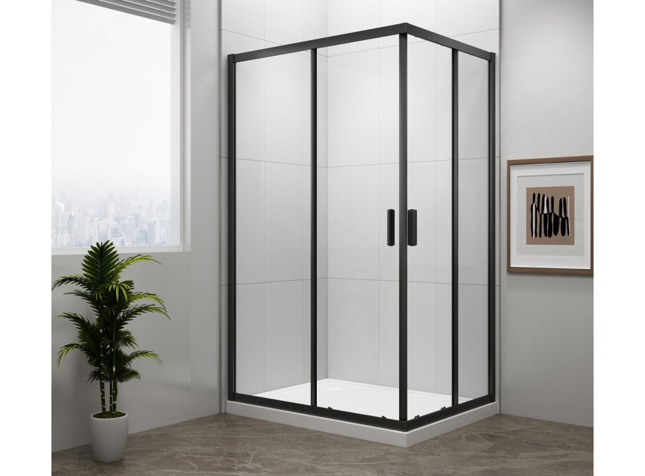 Polysan EASY BLACK obdélníková sprchová zástěna 900x800mm, čiré sklo EL5315B