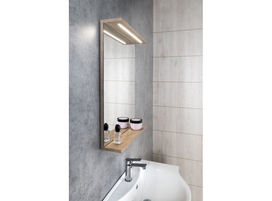 Aqualine KORIN STRIP zrcadlo s LED osvětlením 50x70x12cm, dub platin KO995S