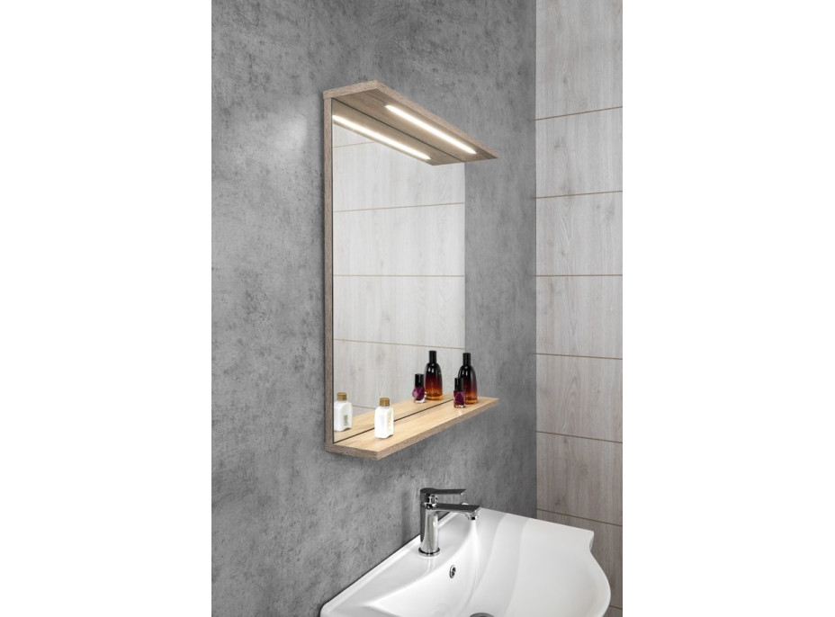 Aqualine KORIN STRIP zrcadlo s LED osvětlením 60x70x12cm, dub platin KO990S