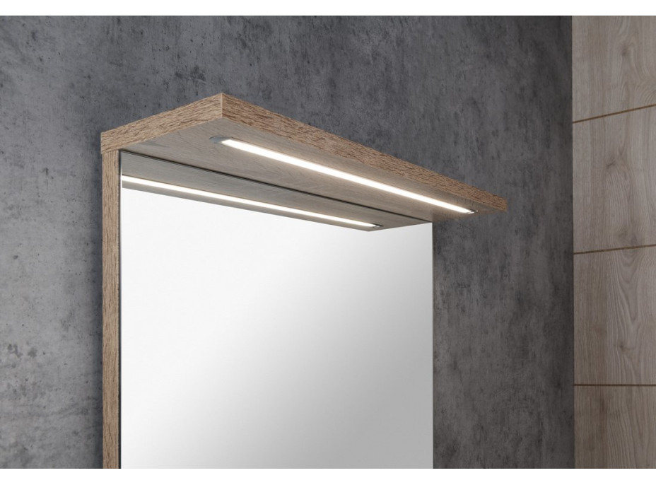 Aqualine KORIN STRIP zrcadlo s LED osvětlením 50x70x12cm, dub platin KO995S