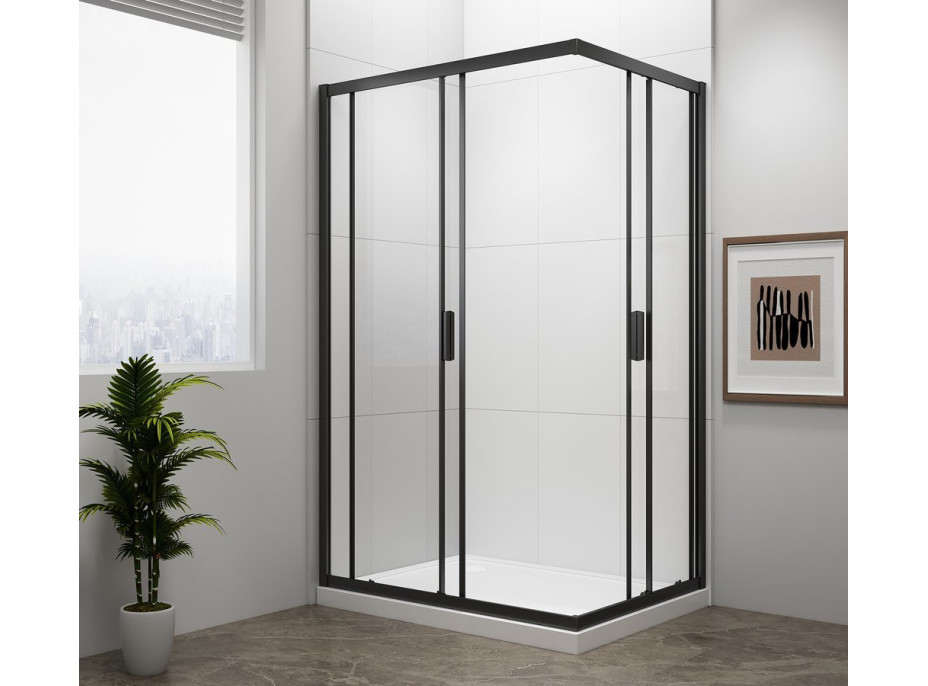 Polysan EASY BLACK obdélníková sprchová zástěna 900x800mm, čiré sklo EL5315B