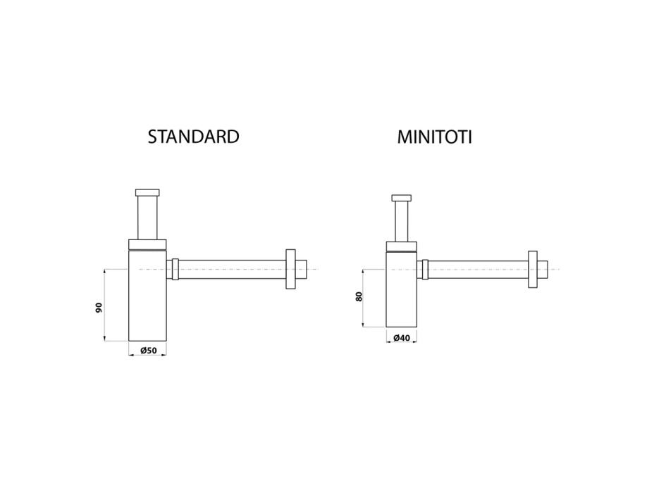 Omp Tea MINITOTI sifon pro umývátko, 5/4", odpad 32mm, černá mat 510.135.5.X