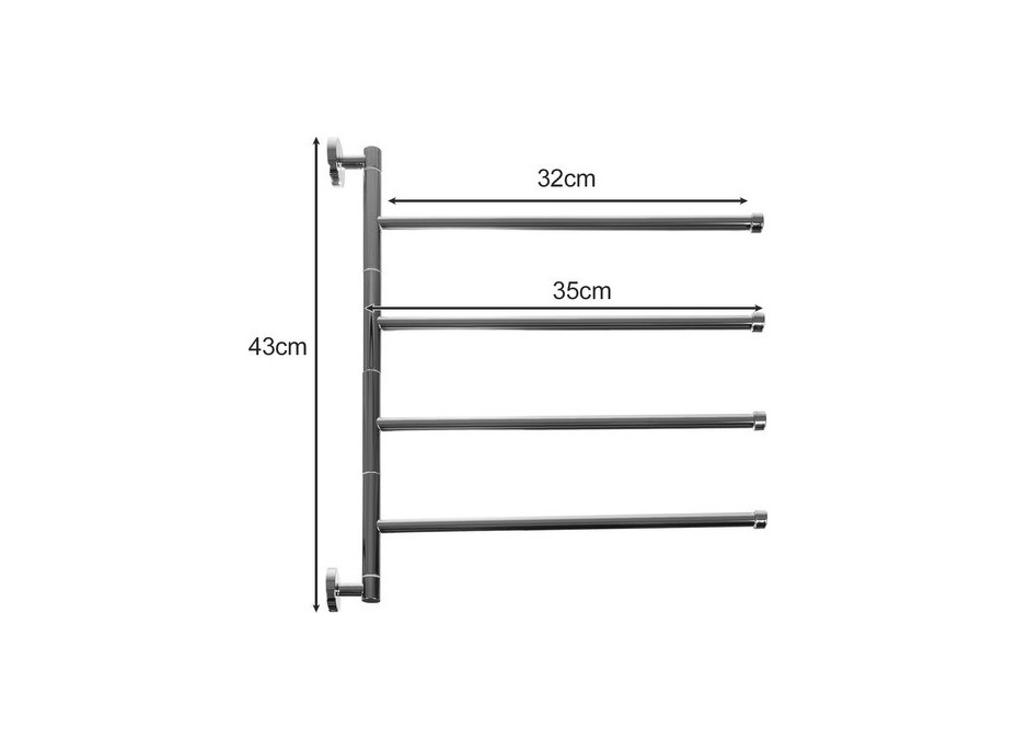 Koupelnový 4ramenný věšák na ručníky - chrom