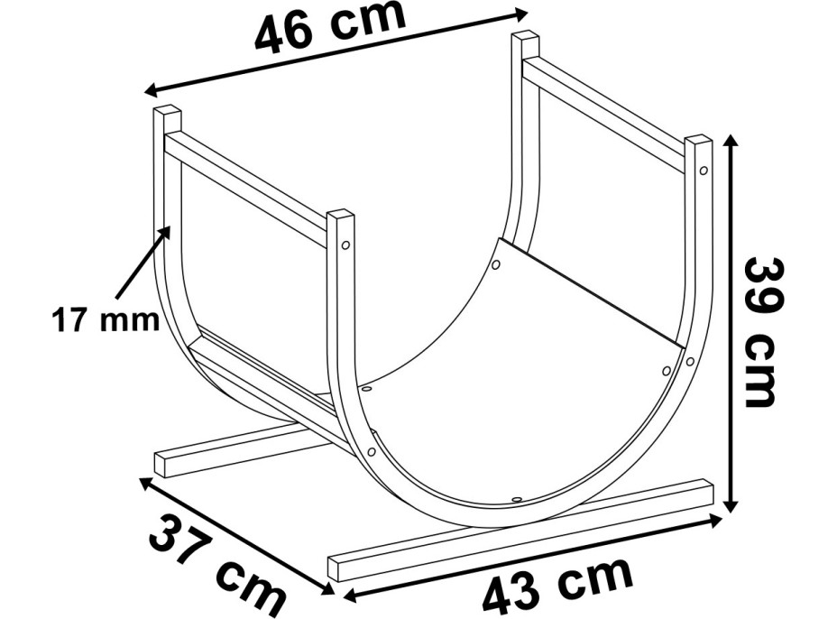 Kovový stojan na palivové dřevo TURÍN - černý