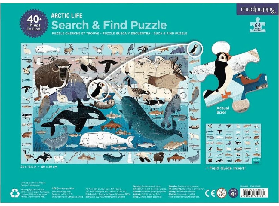 Mudpuppy Puzzle skládej a hledej Život v Arktidě 64 dílů