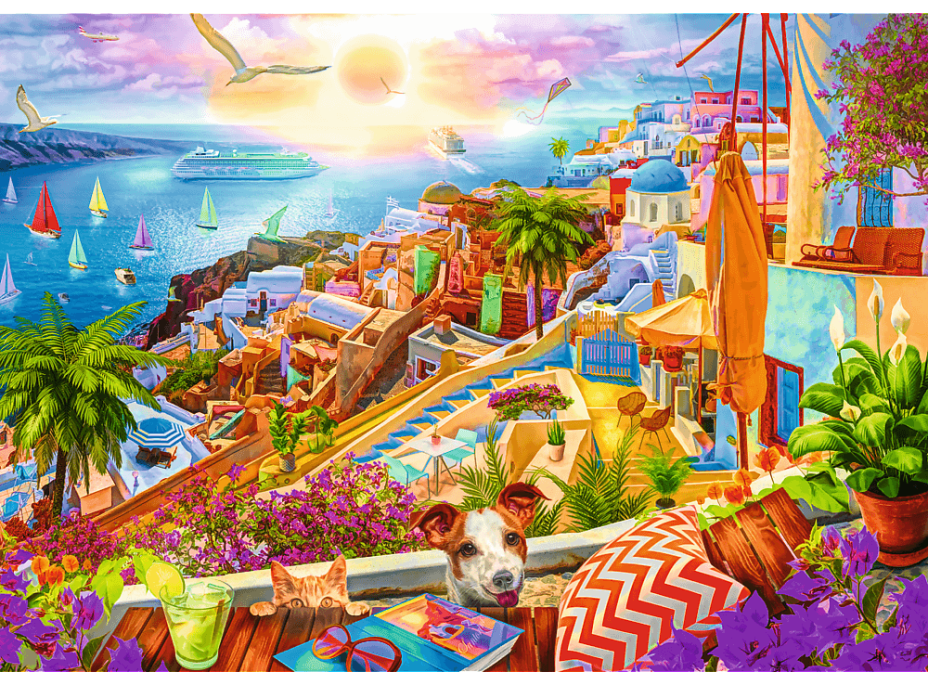 TREFL Puzzle Premium Plus Tea Time: Návštěva Santorini 1000 dílků