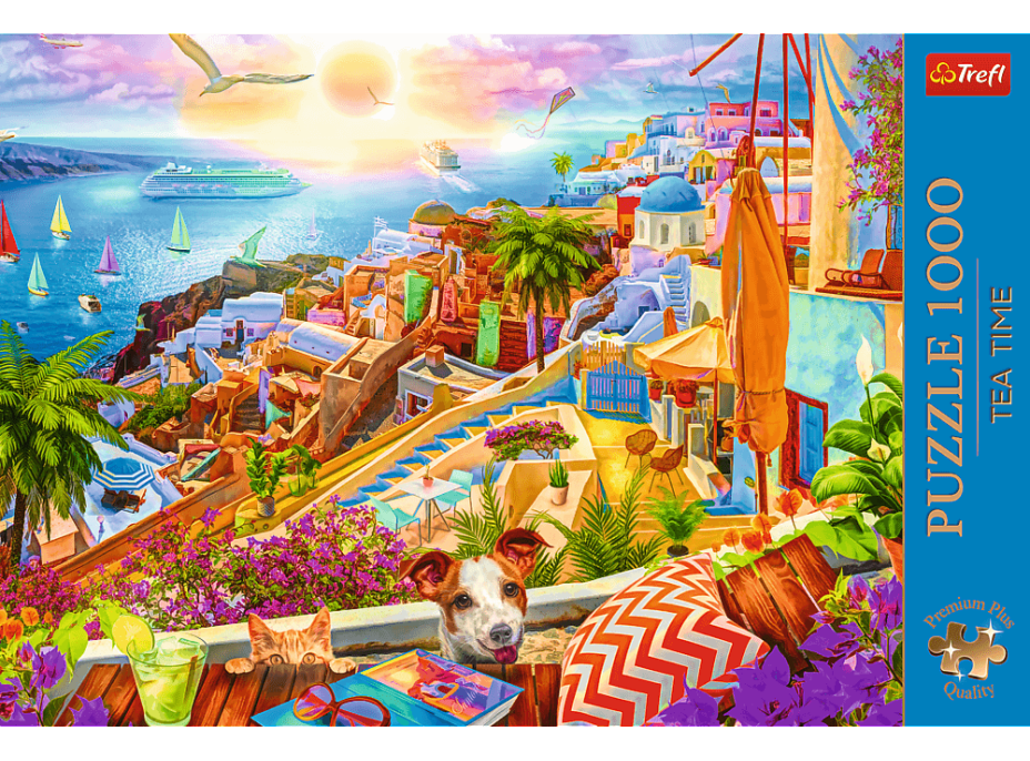 TREFL Puzzle Premium Plus Tea Time: Návštěva Santorini 1000 dílků