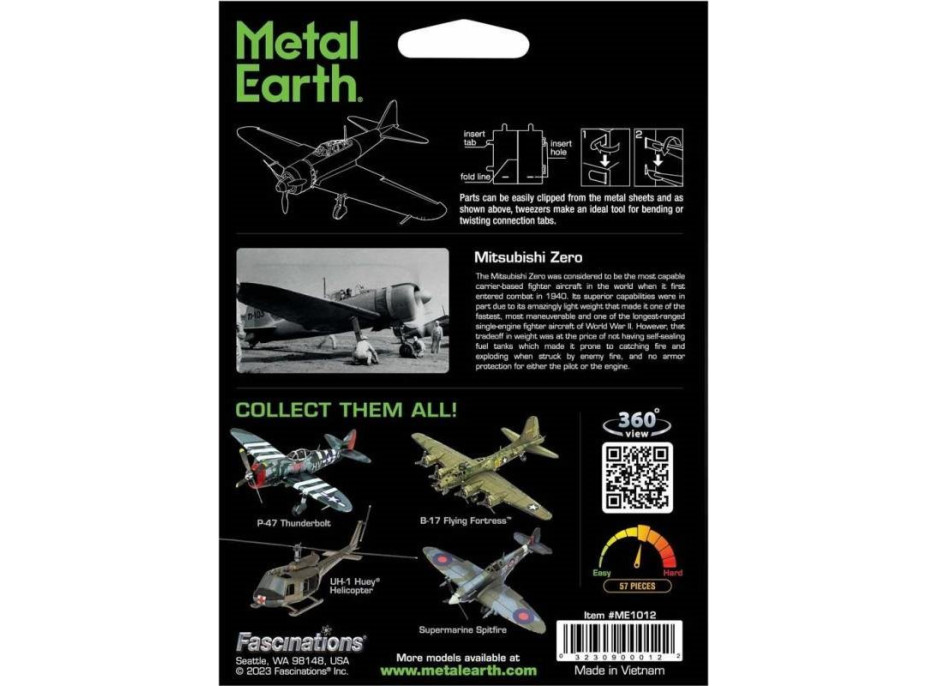 METAL EARTH 3D puzzle Mitsubishi Zero (barevný)