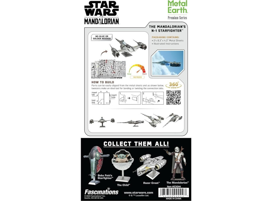 METAL EARTH 3D puzzle Premium Series: Star Wars Mandalorian N-1 Starfighter