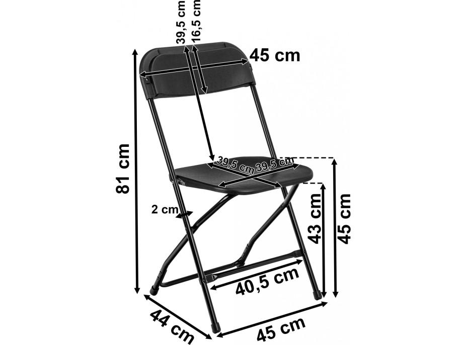 Skládací cateringová židle SIMPLO - černá