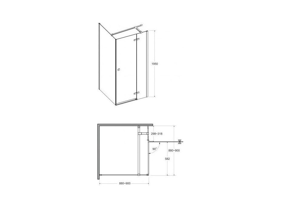 Čtvercový sprchový kout PIXA GOLD - 90x90 cm