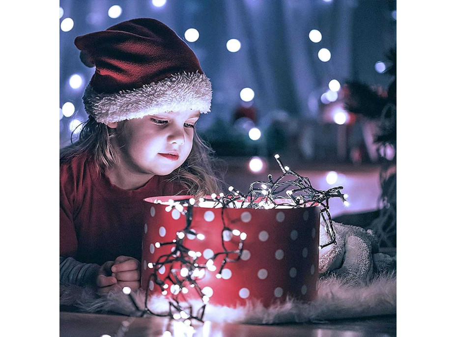 Vánoční LED řetěz na stromeček 100 LED - 13 m - studená bílá