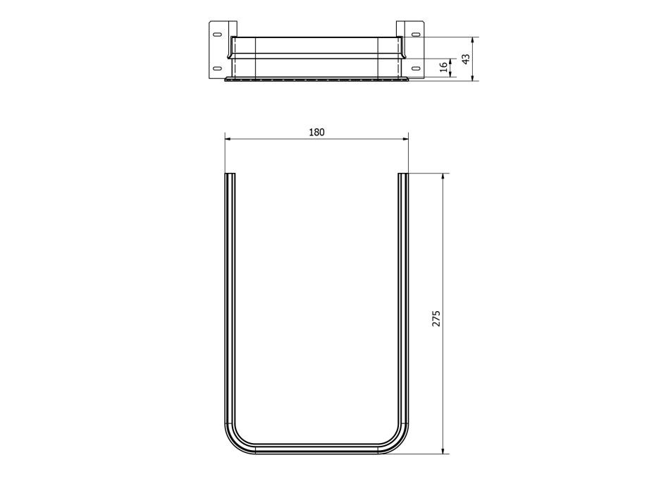 Sapho Výřez na sifon pro desku 16mm, 175x45x270mm, plast, bílá 1830A