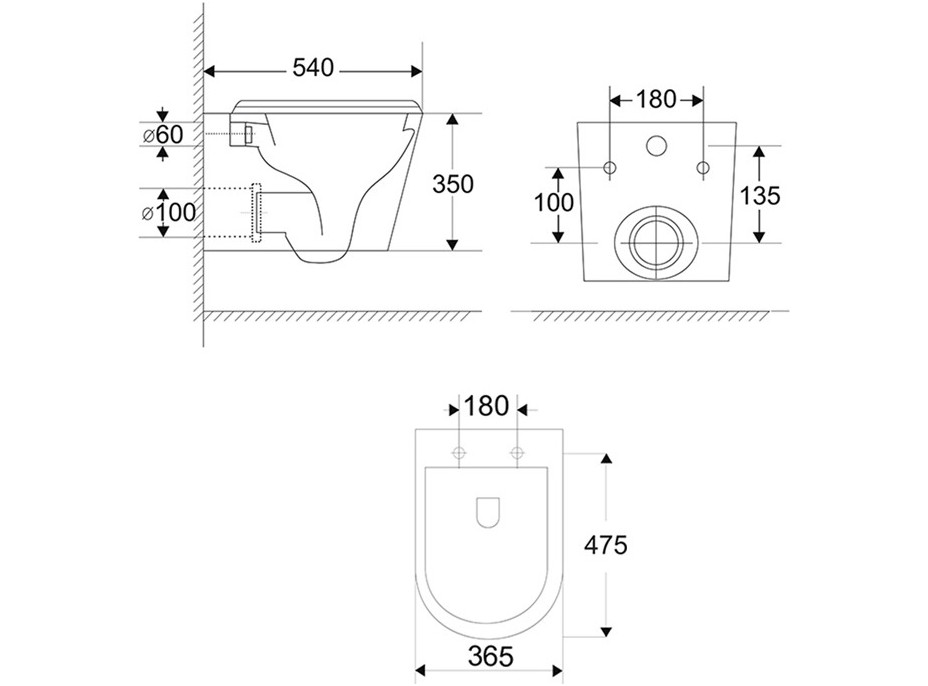 WC závěsné kapotované, Smart Flush RIMLESS, keramické, vč. sedátka