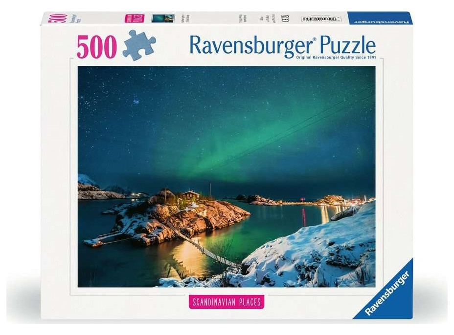 RAVENSBURGER Puzzle Skandinávie: Polární záře v Norsku 500 dílků