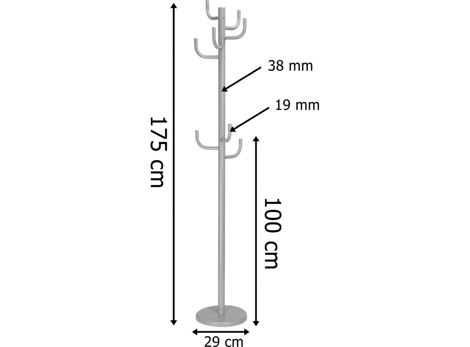 Věšák na oblečení Viktor 175 cm - šedý