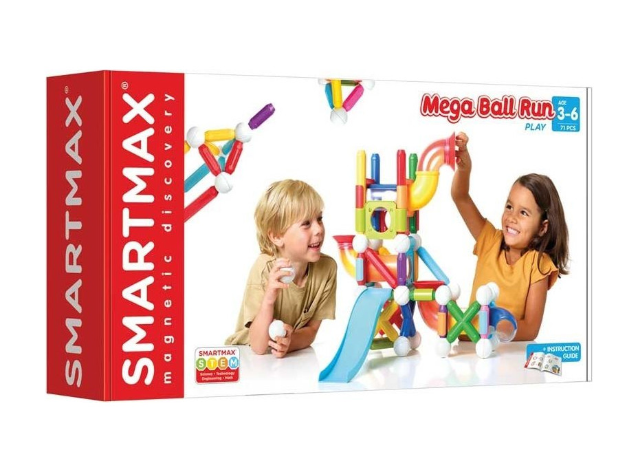 SMARTMAX Magnetická stavebnice Mega Ball Run 71 dílků