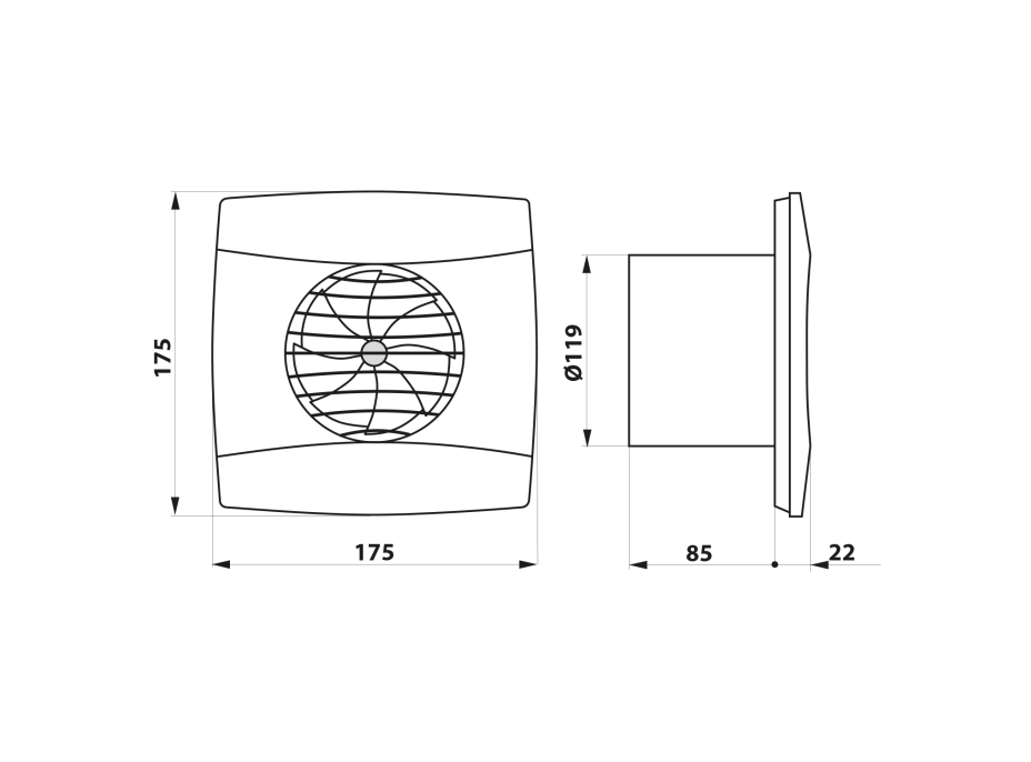 Cata UC-12 TH koupelnový ventilátor axiální s automatem, 12W, potrubí 120mm, bílá 01300200