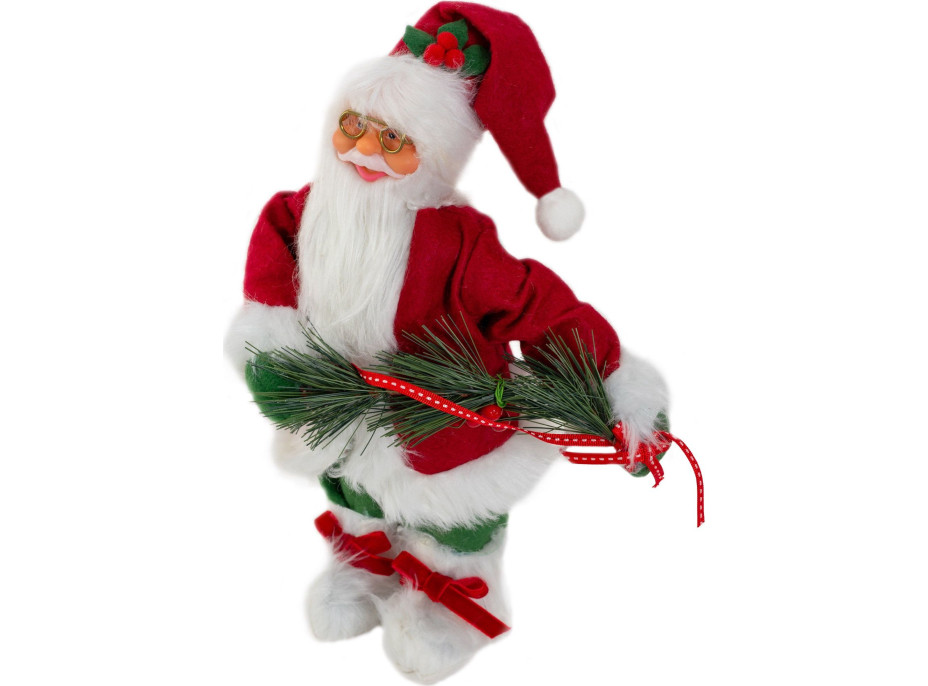 Vánoční dekorativní figurka Santa Claus s jehličím a stuhou - 30 cm