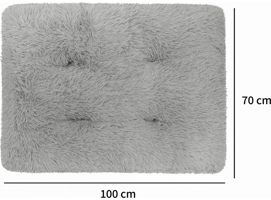 Pelíšek pro psy SHAGGY II - imitace kožešiny - 100x70 cm - šedý