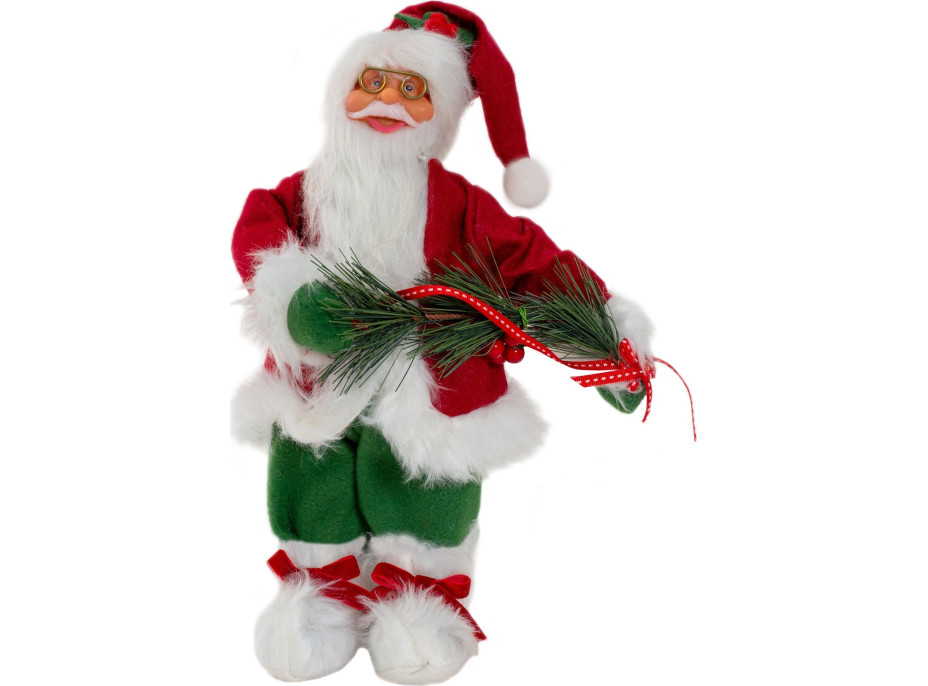 Vánoční dekorativní figurka Santa Claus s jehličím a stuhou - 30 cm