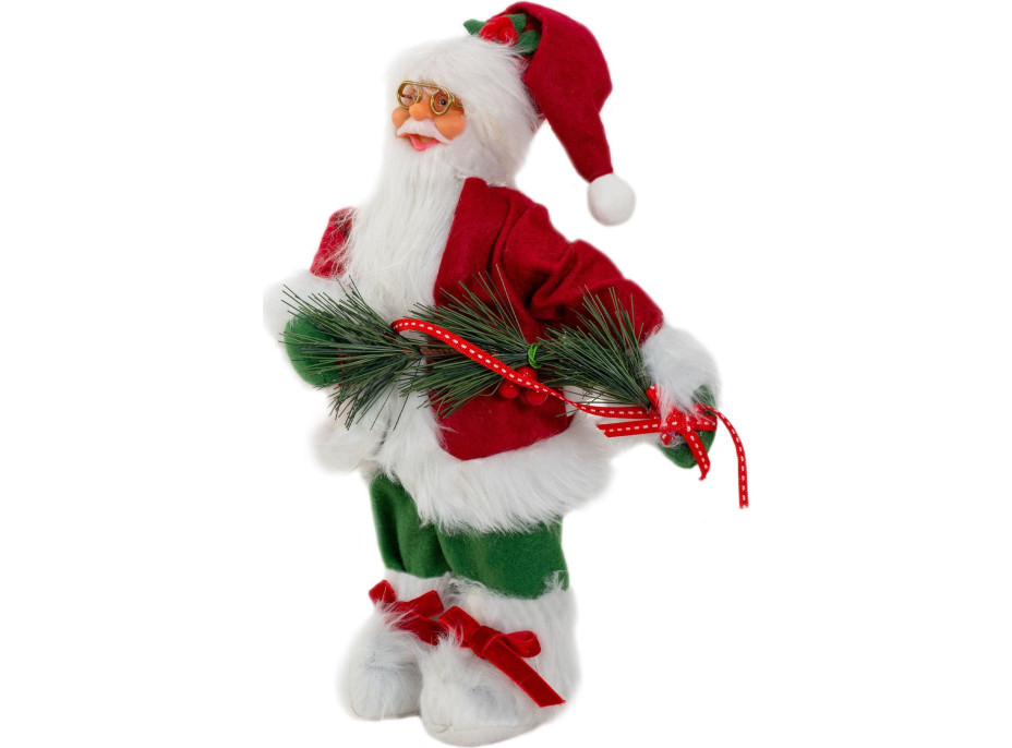 Vánoční dekorativní figurka Santa Claus s jehličím a stuhou - 30 cm