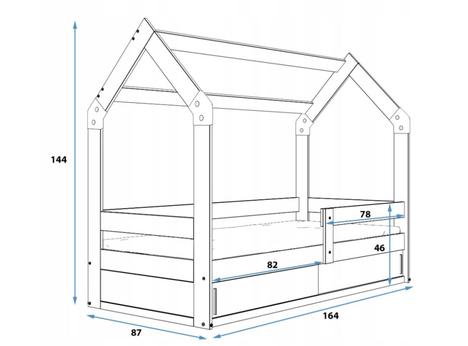 Dětská domečková postel REGINA s úložným prostorem 160x80 cm - bílá