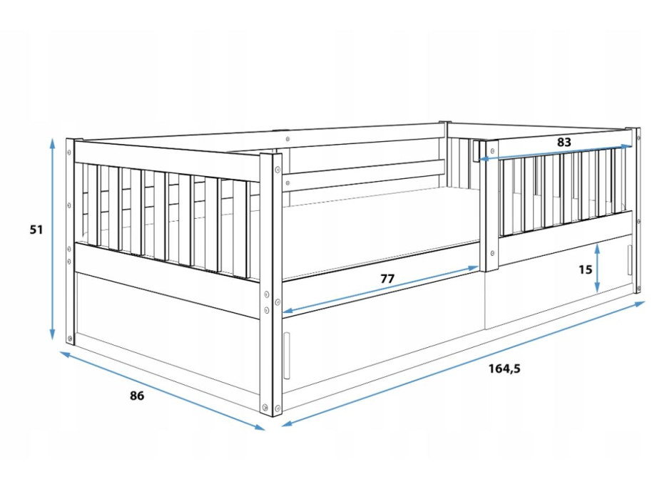 Dětská postel s úložným prostorem SMART 160x80 cm - přírodní