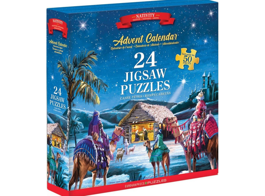 EUROGRAPHICS Puzzle Adventní kalendář: Narození Ježíška 24x50 dílků