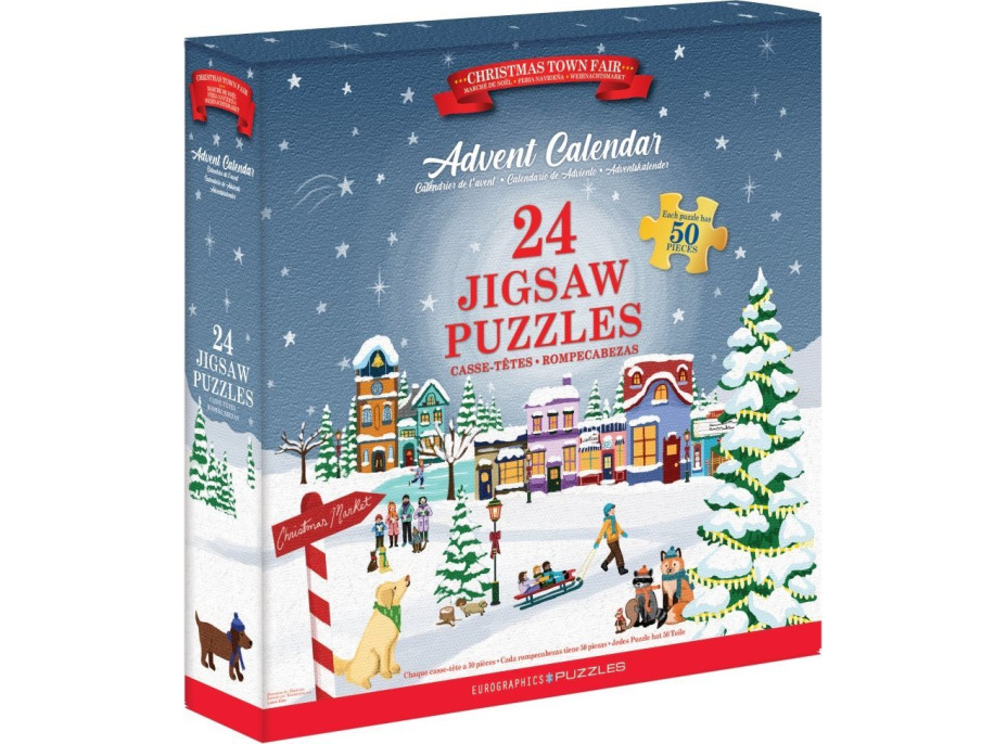 EUROGRAPHICS Puzzle Adventní kalendář: Vánoční jarmark 24x50 dílků