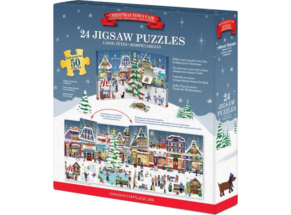 EUROGRAPHICS Puzzle Adventní kalendář: Vánoční jarmark 24x50 dílků