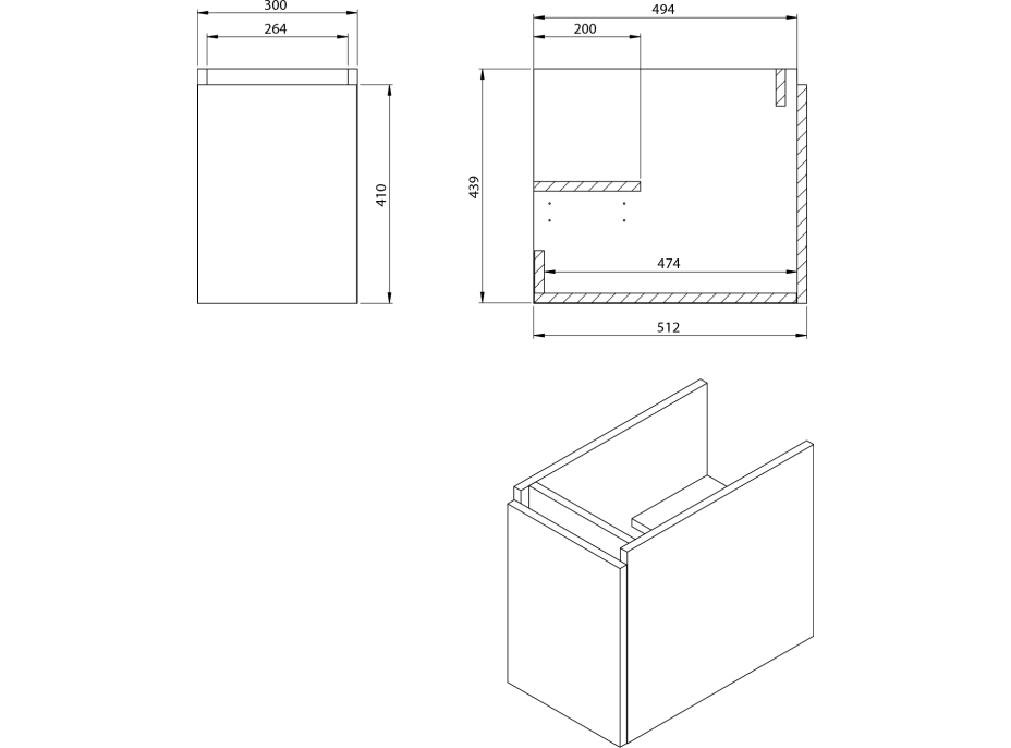 Sapho LOREA skříňka s umyvadlem 121x46x51, 5cm (90+30), levá, bílá mat LE090-3131-L-01