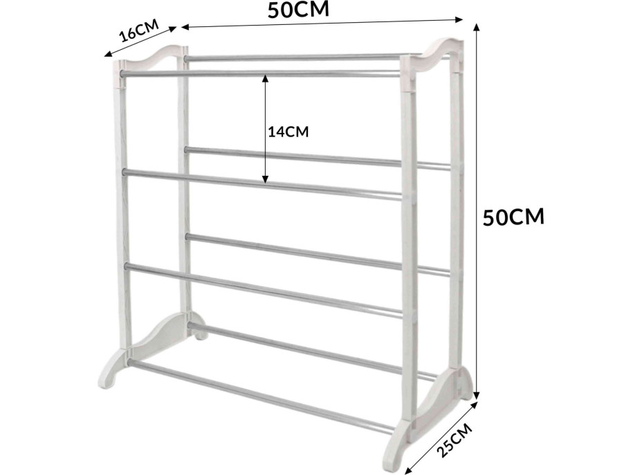 Police na boty ALBA - 4 patra - 50x16x50 cm - bílá