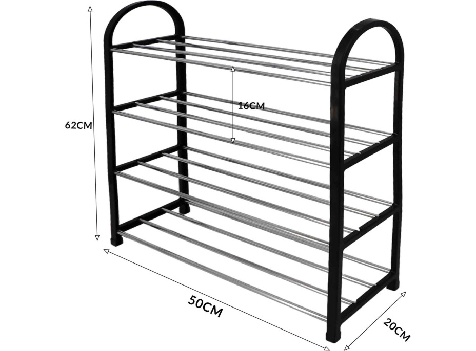Police na boty ALIZE - 4 patra - 49x18x62 cm - černá