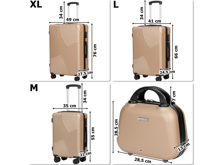 Sada cestovních kufrů 4v1 AZORES - zlatá