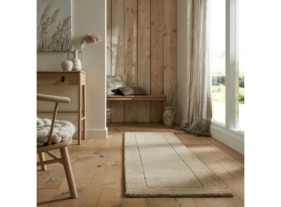 Ručně tkaný běhoun Tuscany Textured Wool Border Natural