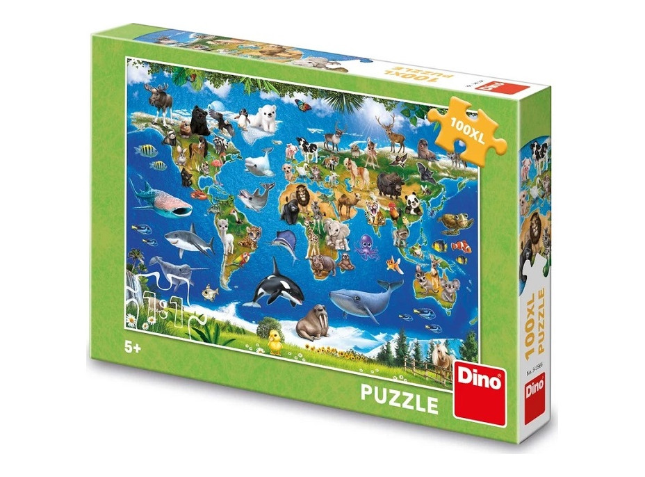 Dino Puzzle Mapa zvířat 100 XL dílků