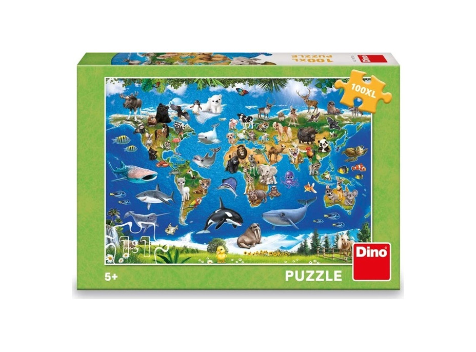 Dino Puzzle Mapa zvířat 100 XL dílků