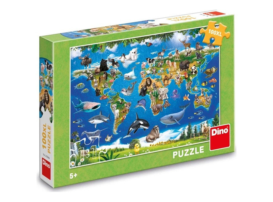 Dino Puzzle Mapa zvířat 100 XL dílků